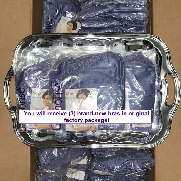 Set of 3! 46B Glamorise MAGIC LIFT Full Figure Bra (COMFORT-STRAPS) Blue-Ice - Picture 13 of 13